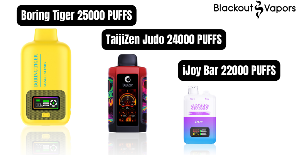 3 disposable vape with high puff count from boring tiger, taijizen and ijoy