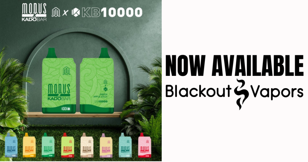 Modus x Kado Bar KB10000 in various flavor with blackout vapors logo