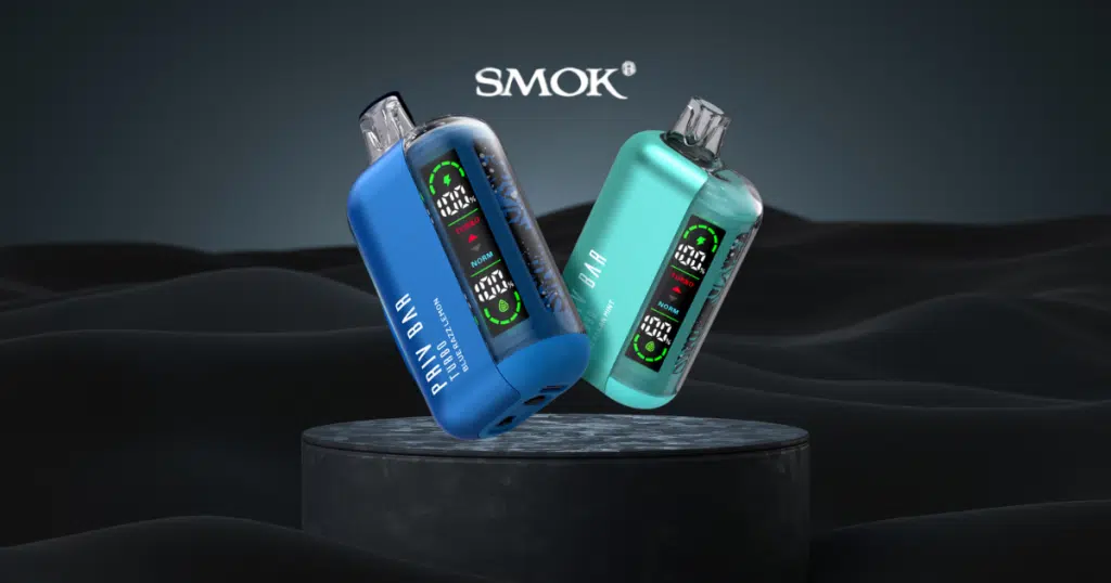 smok priv bar turbo in 2 flavor on a dark background