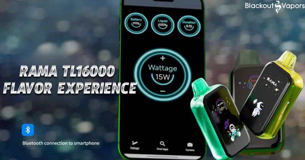 rama tl16000 in 3 flavor variant along with a connected smartphone to change wattage