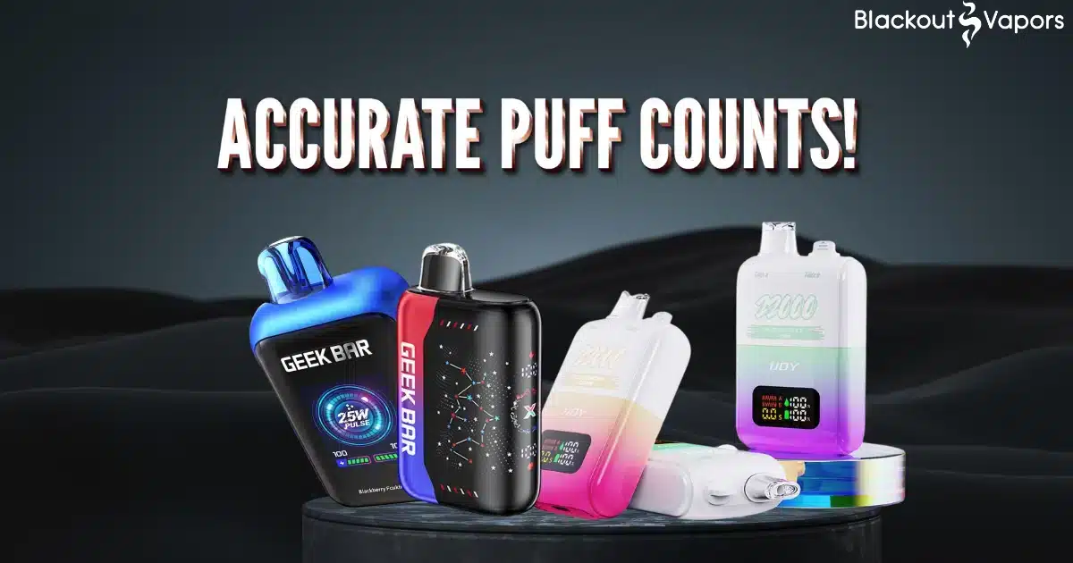 geek bar pulse x, geek bar skyview, ijoy sd22000 disposable vapes in various flavor on a product stand