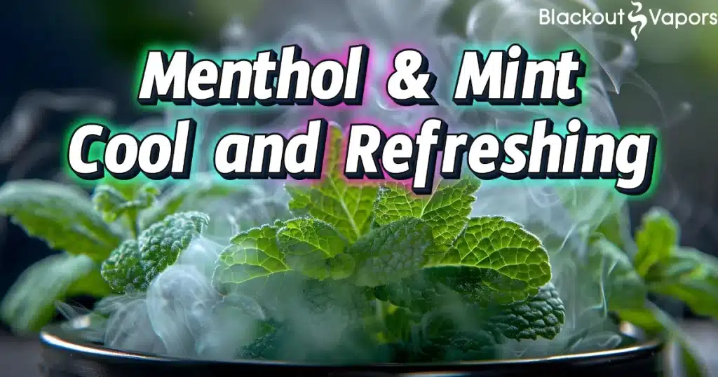 Mint leaves in a bowl with vapor in the background, representing menthol vape flavors