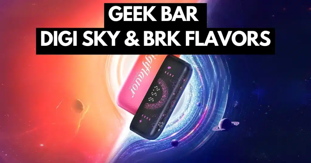 Galaxy swirl and futuristic design representing Geek Bar Digi Sky and BRK Pod flavors