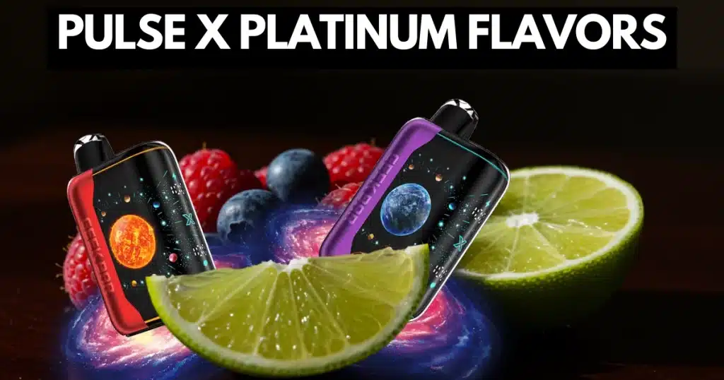 Fresh lime, blueberries, and raspberries representing Geek Bar Pulse X Platinum flavors